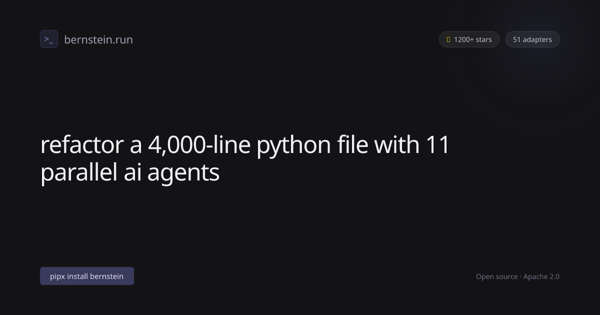 refactor a 4,000-line python file with 11 | Bernstein